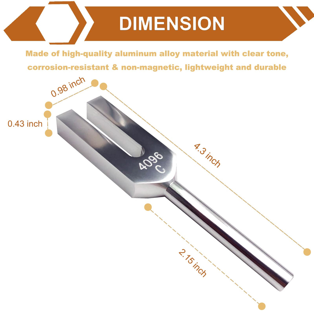 4096 Hz Tuning Fork, Crystal Tuning Fork for Healing, Medical-Grade with Wood Hammer and Soft Storage Bag 4096 Hz