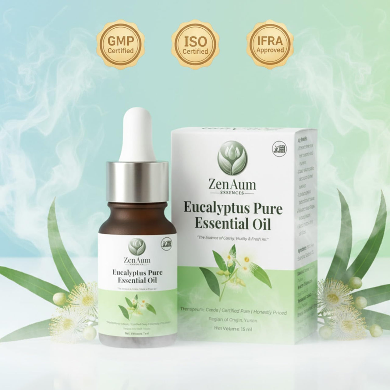 Zenaum Essences 100% Natural Eucalyptus Therapeutic Grade Essential Oil | 30ml (Pack of 2) | Respiratory Relief, Muscle Soothing & Aromatherapy | Sourced from Yunan, India | GMP, ISO & IFRA Certified
