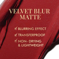 mCaffeine Shades Velvet Blur Matte Liquid Lipstick | 12 Hrs Intense Stay | Lightweight & Non-drying, Blurs Lip Creases | Transferproof & Smudgeproof | Lipstick for Women | 4 ml - Passionate Crimson