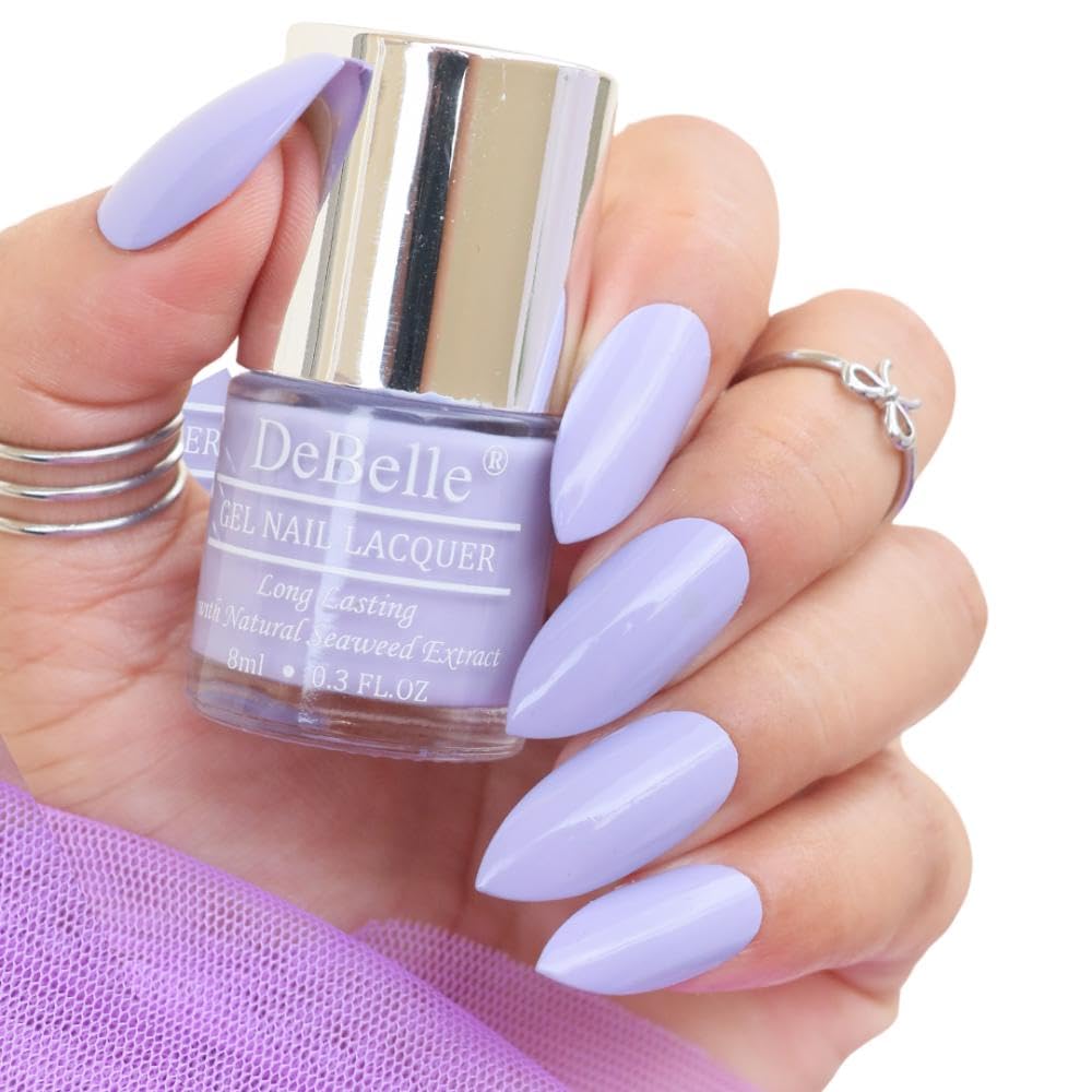 DeBelle Gel Creme Finish Nail Polish Blueberry Bliss (Light Lavender), 8 Ml - Enriched With Natural Seaweed Extract, Cruelty Free, Toxic Free