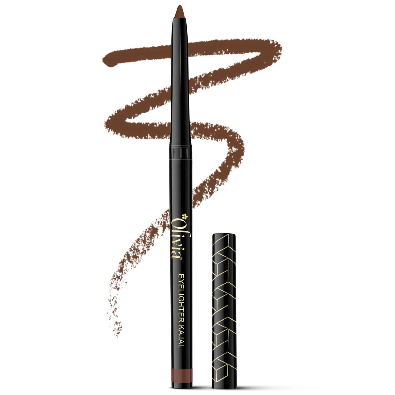 Olivia Eye Lighter Kajal - Brown, 0.3G Long Lasting, One Stroke Smooth Glide,Waterproof, Smudgeproof & Fadeproof, Matte Finish Eye Makeup