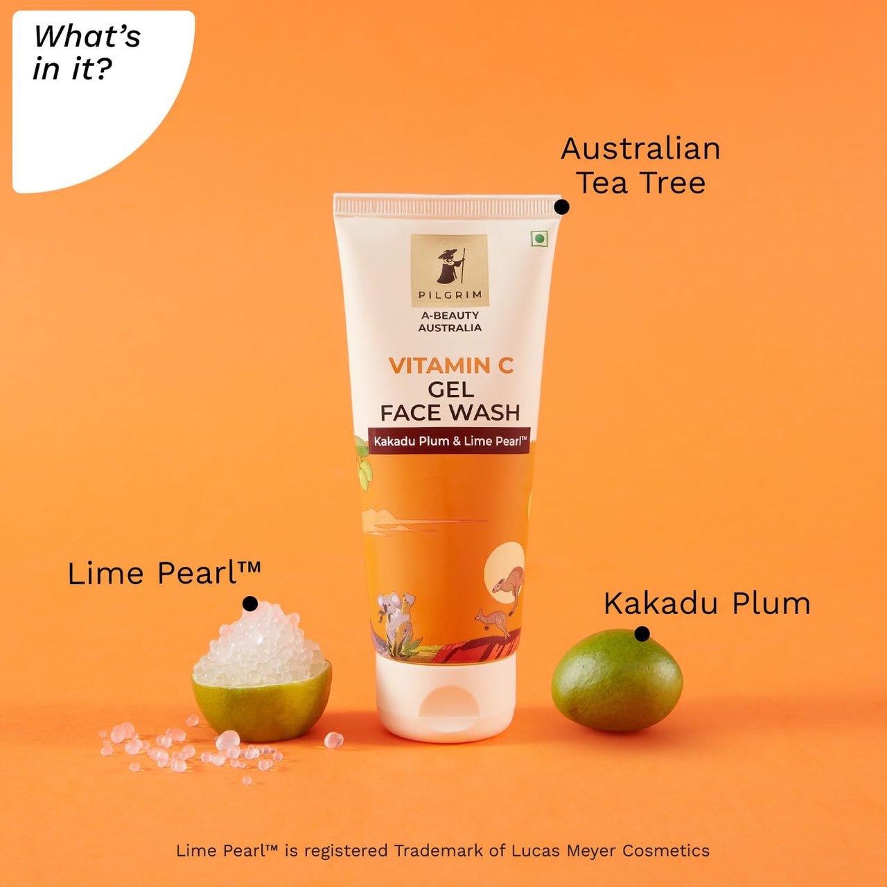 Pilgrim Australian Vitamin C Gel Face Wash for for dry/radiant/glowing skin with Kakadu Plum & Lime Pearl™ | Women & Men | 100 ml
