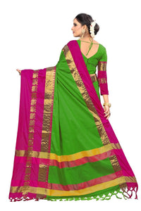 PAREVDEE Women's  Dobby Cotton Saree With Blouse Piece