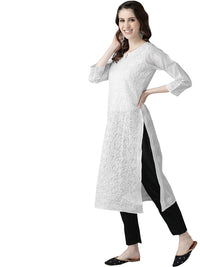 Ada Hand Embroidered Lucknowi Chikankari Cotton Kurta Kurti for Women A411165