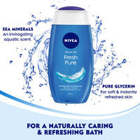 NIVEA Fresh Pure 125 ml Body Wash| Shower Gel with Sea Minerals and Care Oil | Pure Glycerin for Instant Soft & Summer Fresh Skin|Microplastic Free |Clean, Healthy & Moisturized Skin