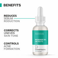 DERMATOUCH 10% Niacinamide Serum for Acne & Blemishes| Oil Balancing with Zinc PCA | For Acne Prone skin | 30ml