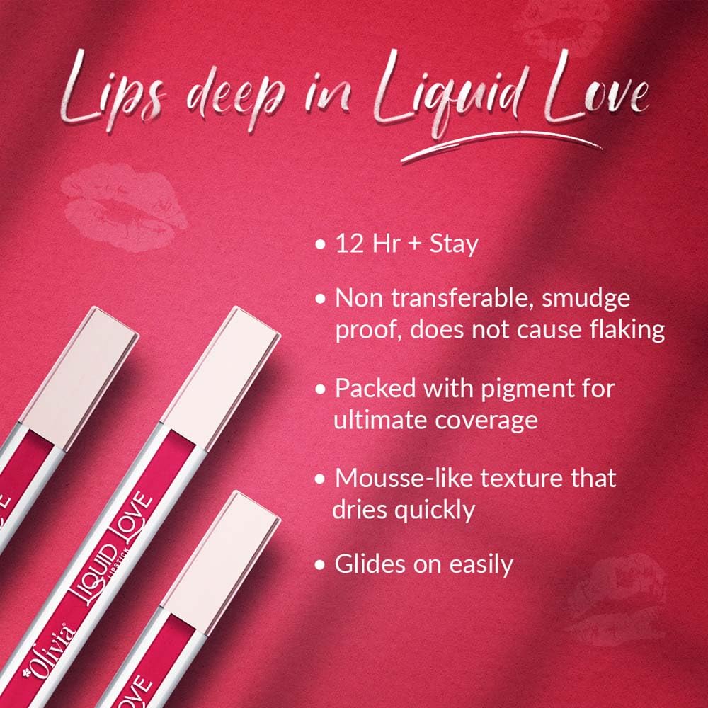 Oliva Liquid Lipstick, 12HR Long-lasting Matte Lipstick, Non Transfer, High Coverage, Water & Smudge Proof, Light Weight & Cruelty-Free - 2ml (Coral Lush 9)