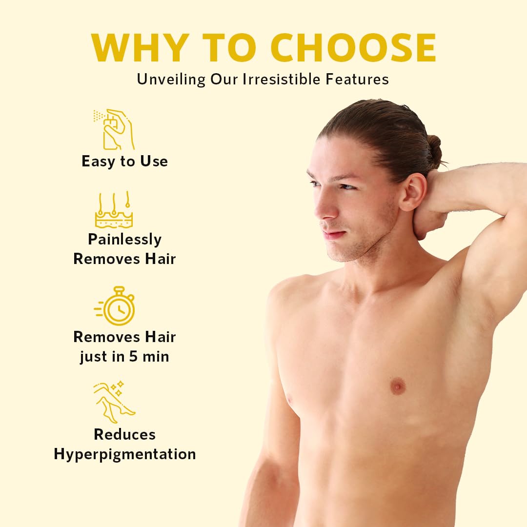 ORGATRE Hair Removal Cream Spray for Men & Women | Painless Body Hair Remover for Chest, Back, Legs, Underarms & Intimate Skin | 200 gm