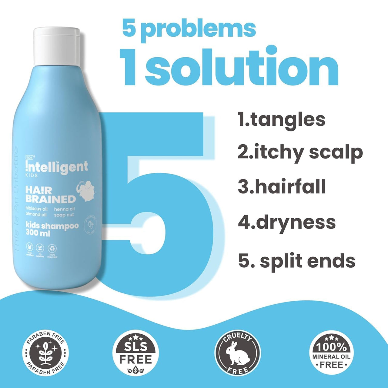 Tuco® Kids Mild Shampoo With Soapnut, Almond, Henna, Pomegranate | Ages 2-5, 4-10, 10-15, 5-10 Years | Paraben, SLS & Sulphate Free | pH 5.5, Vegan & Tear Free | 300 ml (Pack of 2) |