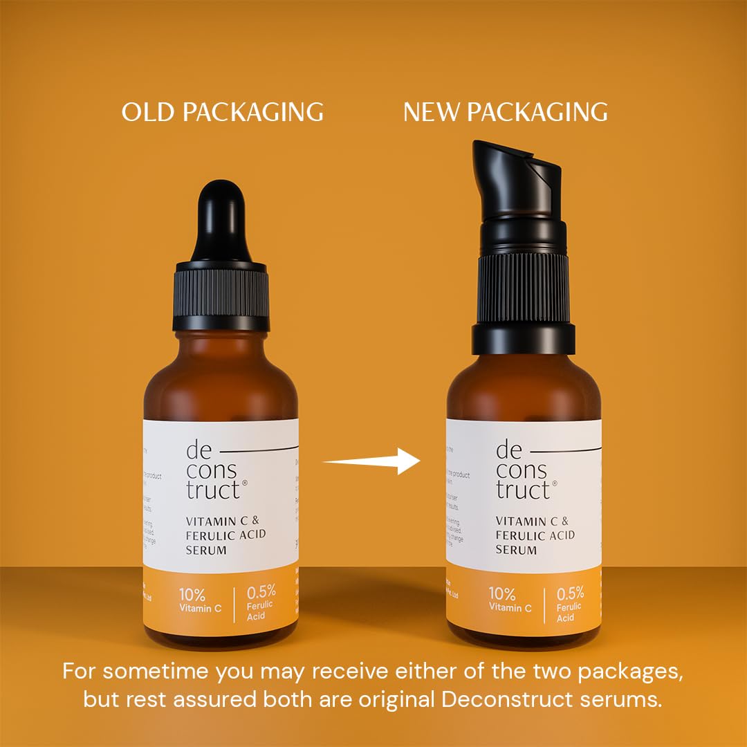 Deconstruct 10% Non-Irritating Vitamin C Face Serum | 10% Vitamin C + 0.5% Ferulic Acid | Water Based Serum Highly Stable Vitamin C Face Serum For Women And Men | 30 Ml Each, Pack Of 2