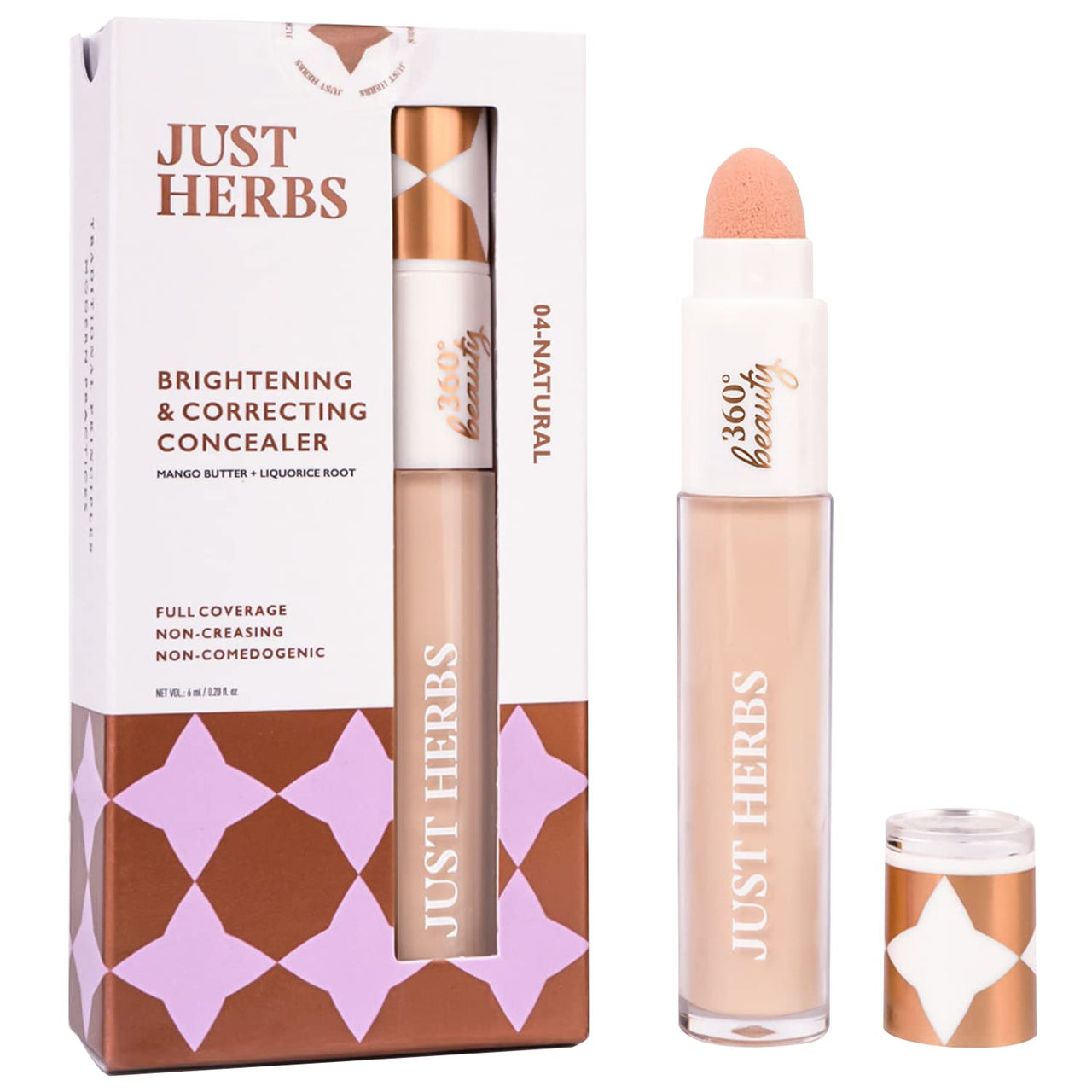 Just Herbs Full Coverage Concealer For All Skin Types For Face Makeup 6Ml (Natural) & Ayurvedic Creamy Matte Lipstick Set Lip(Pack Of 16) Combo, 3 Count