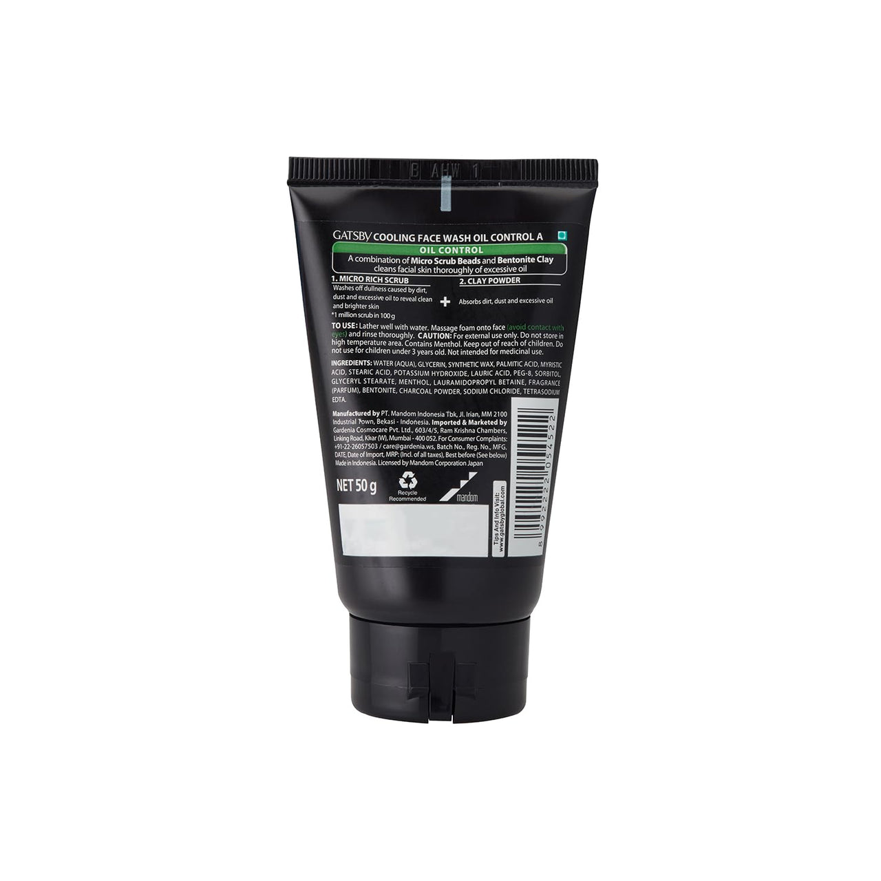 Gatsby Japan Cooling Face Wash - Oil Control, 50ml (Set of 3) | For Deep Cleansing, Contains Clay Powder, Powered With Micro Scrub Beads | Facewash for Men | Made in Indonesia