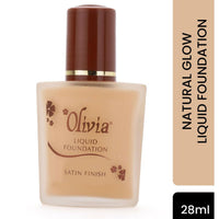 Olivia Liquid Foundation, Natural Glow - 02 | Satin Finish with Medium to Full Coverage | Lightweight, Long-Lasting Formula for Light Skin Tones | Hypoallergenic & Dermatologist Tested | 28ml