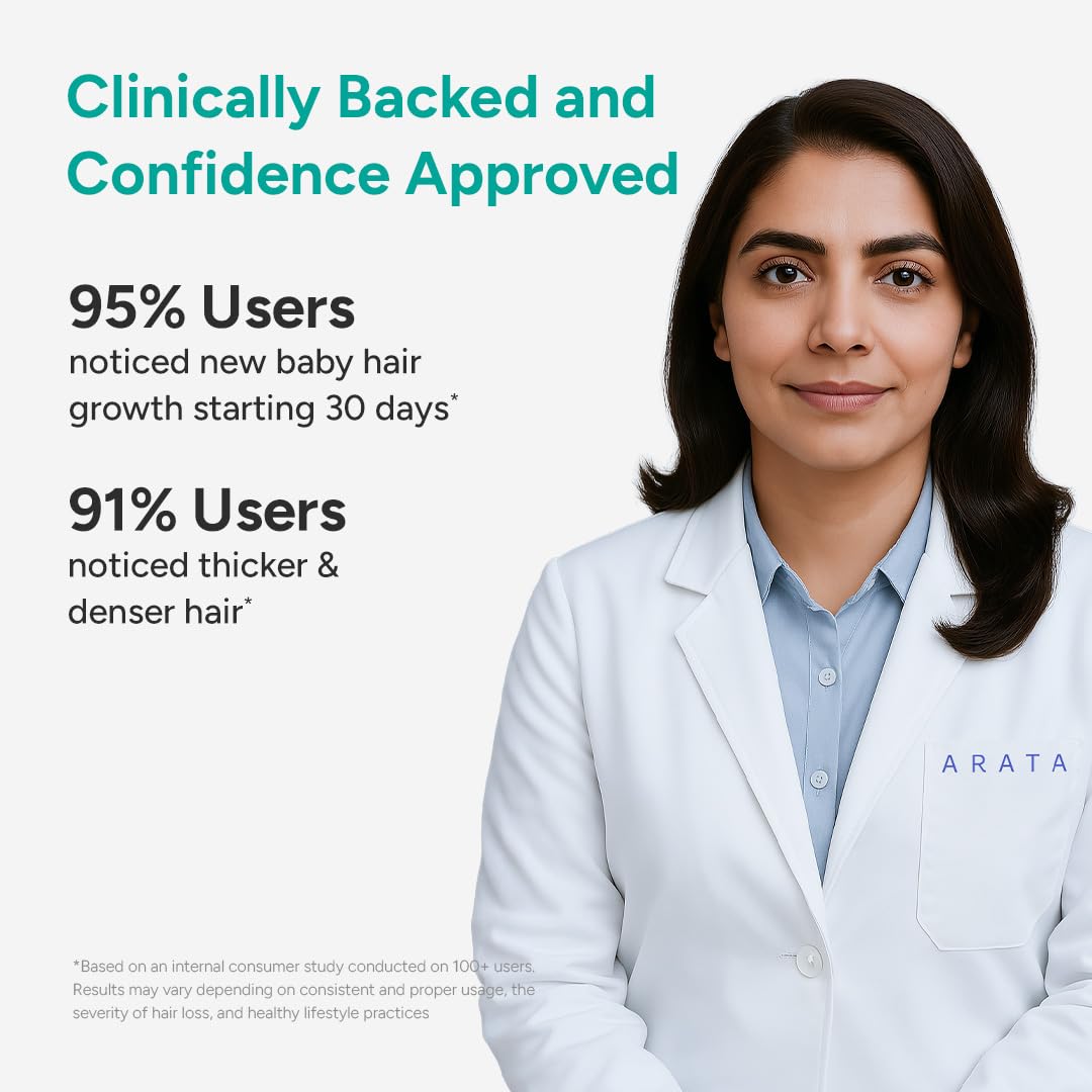 Arata Intensive Hair Growth Serum for Men & Women | 3% Redensyl, 3% Procapil & 5% Kopexil | Onion, Turmeric & Rice Water | Controls Hair Fall, Boosts Hair Growth & Strengthens Hair | Pack of 3 (90ml)