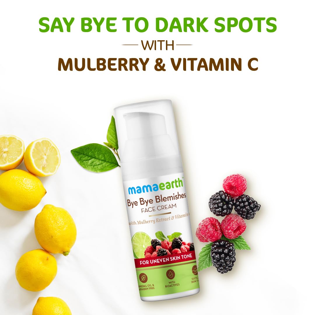 Mamaearth Bye Bye Blemishes* Face Cream, For Pigmentation & Blemish Removal, With Mulberry Extract & Vitamin C - 30ml