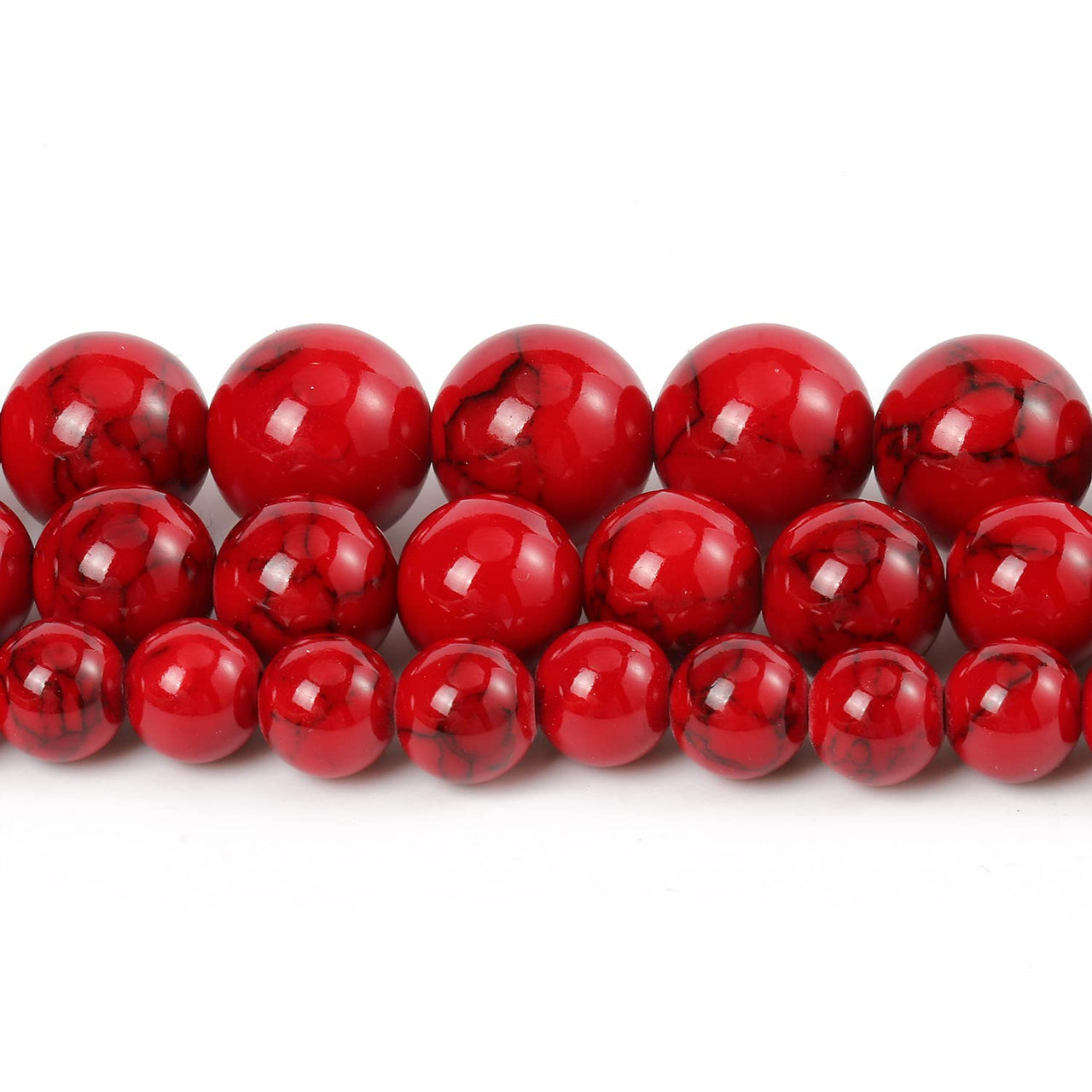 45pcs 8mm Natural Stone Beads Red Turquoise Beads Energy Crystal Healing Power Gemstone for Jewelry Making, DIY Bracelet Necklace