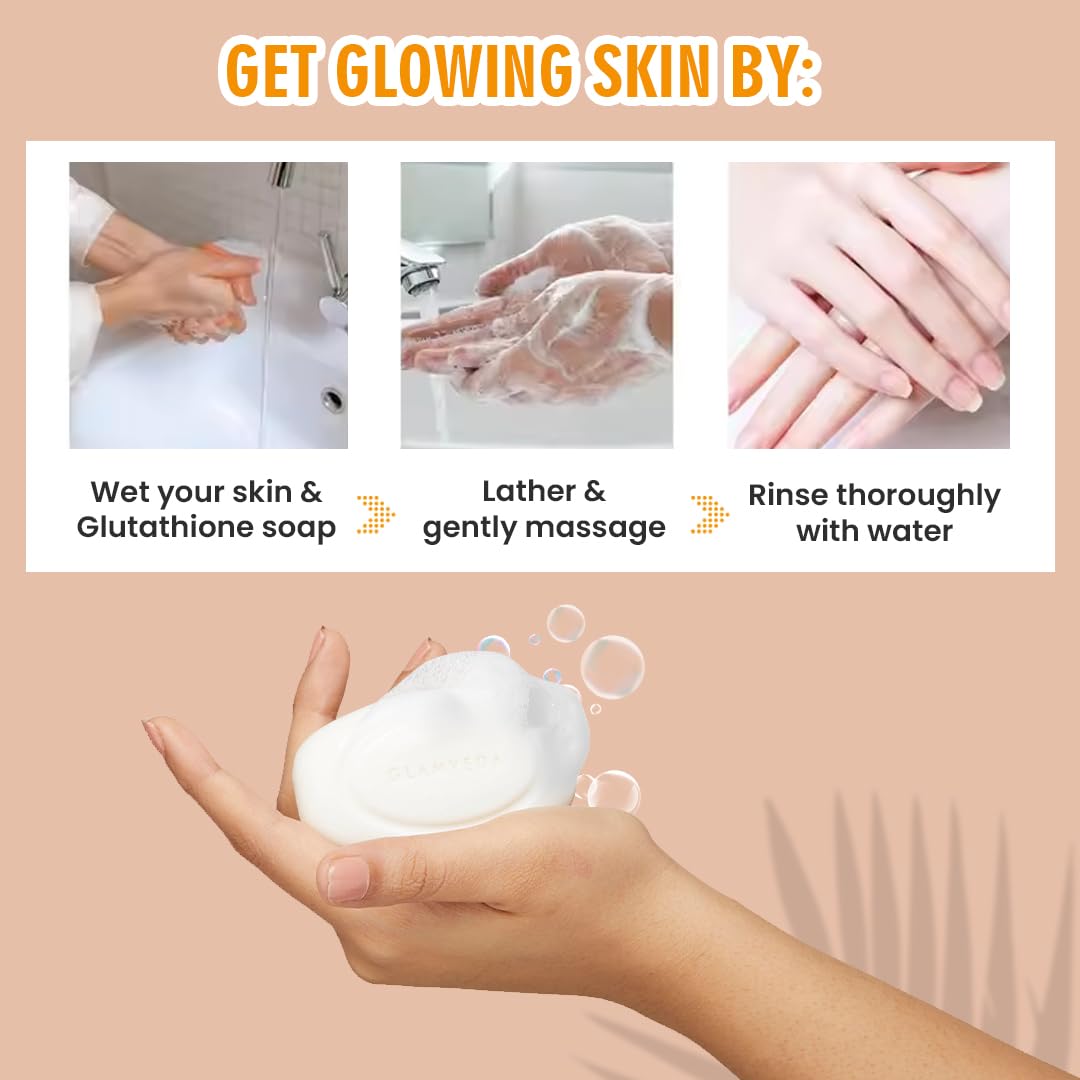 Glamveda Glutathione Skin Lightening & Whitening Soap with Kojic Acid | Works for Dark spots, Acne scars & Hyperpigmentation | Nourishing Soap for radiant & Soft skin (Pack of 2)