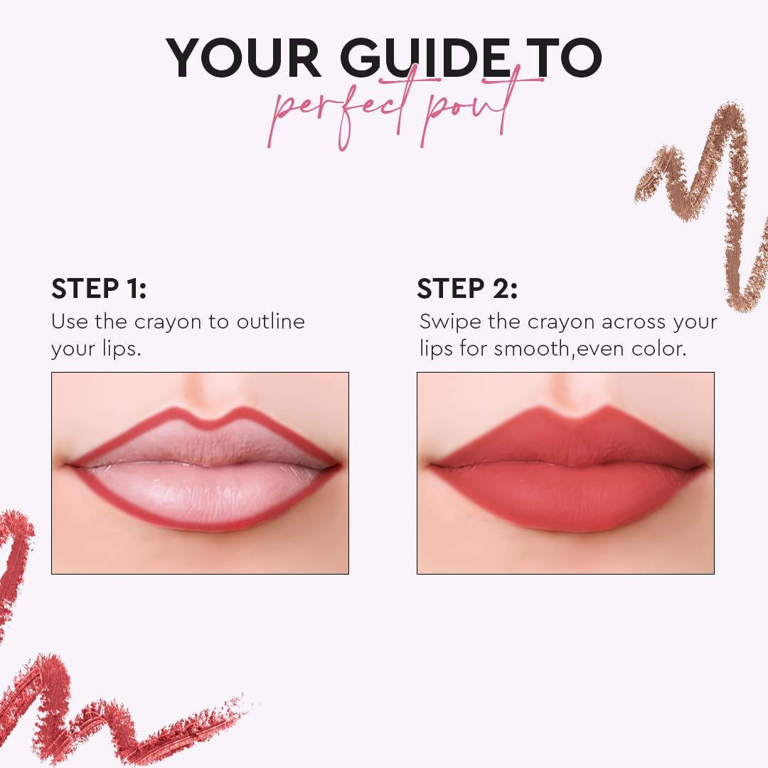 Million Colors Lip Crayon Lipstick | 8H Long-Lasting Matte | Hydrating & Lightweight | Highly Pigmented | Smudge-Proof & Transfer-Proof | Hyaluronic Acid & Shea Butter (Caramel 06, 3g)