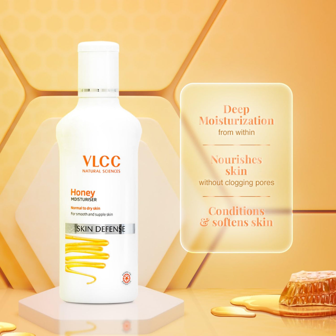 VLCC Honey Moisturiser - 100g - Non-Greasy, Deep Moisturization and Lightweight with Honey, Shea Butter, Fenugreek Extract & Wheat Germ Oil | Normal to Dry Skin