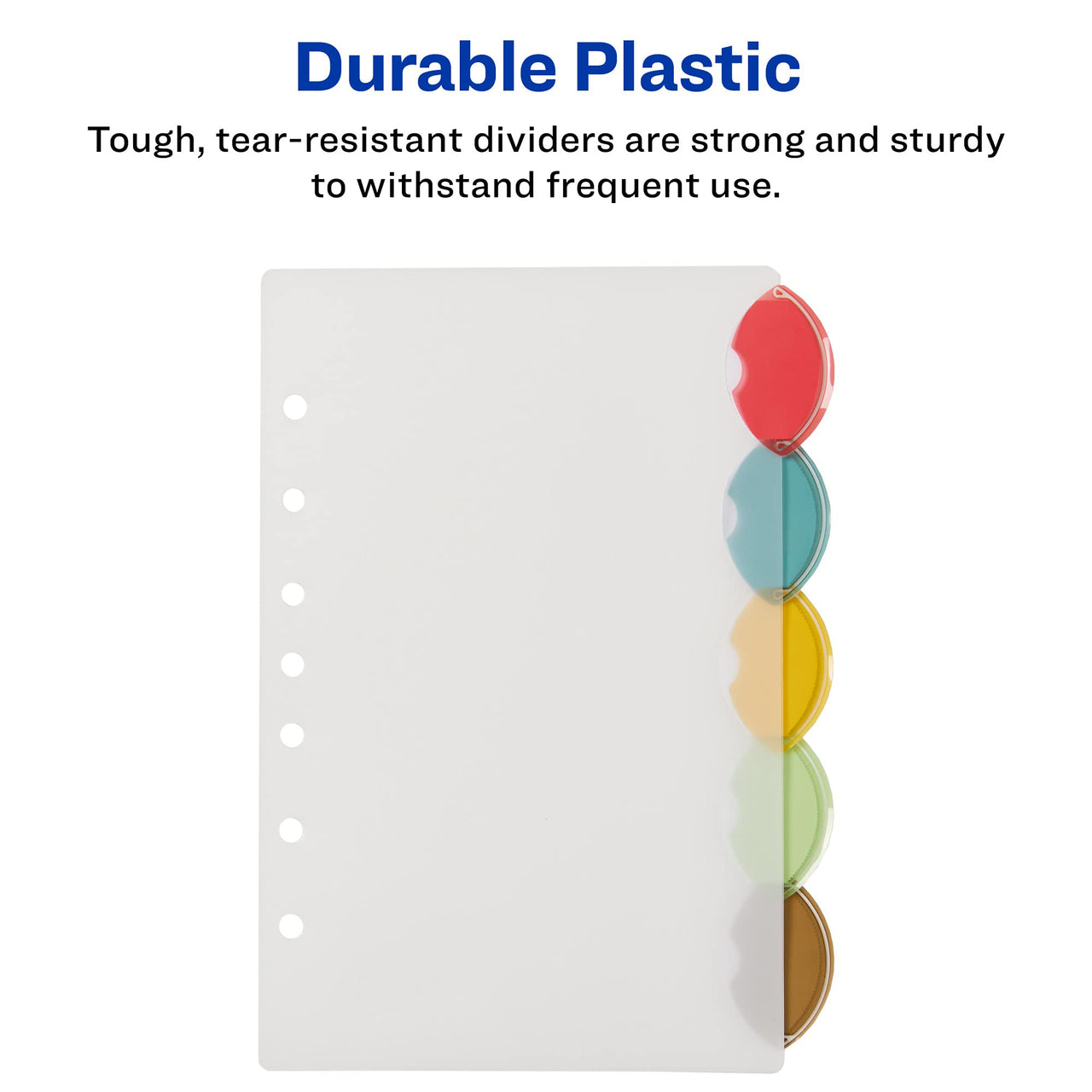 Avery Insertable Style Edge Plastic Mini Dividers for 3 Ring Binders, 5.5" x 8.5", 5-Tab Sets, Multicolor, 4 Binder Divider Sets (21118)