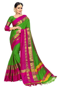 PAREVDEE Women's  Dobby Cotton Saree With Blouse Piece