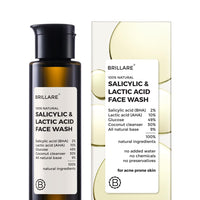 Brillare 2% Salicylic & Lactic Acid Face Wash | Deep Cleansing, Oil Control & Acne Care | With Zinc for Oily & Sensitive Skin (100ML)