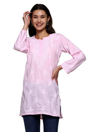 Ada Women's  Cotton Top Tunic Hand Embroidered Lucknowi Chikankari Short Kurti