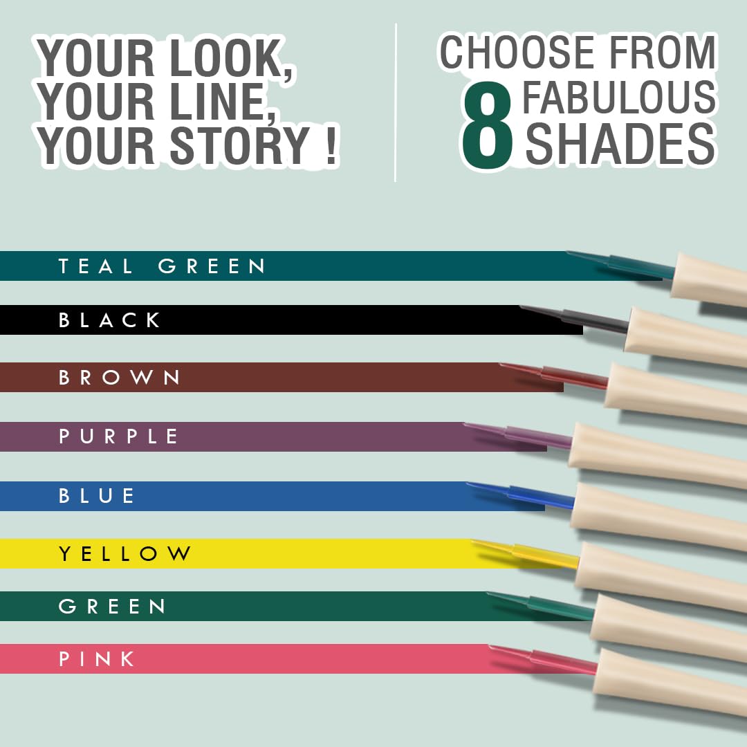 Glamveda Super Matte Liquid Eyeliner – Green, Smudge-Proof, Waterproof, Quick Drying | 24-Hour Long Stay | Smooth Application | Bold, Clean, Smudge-Free Look