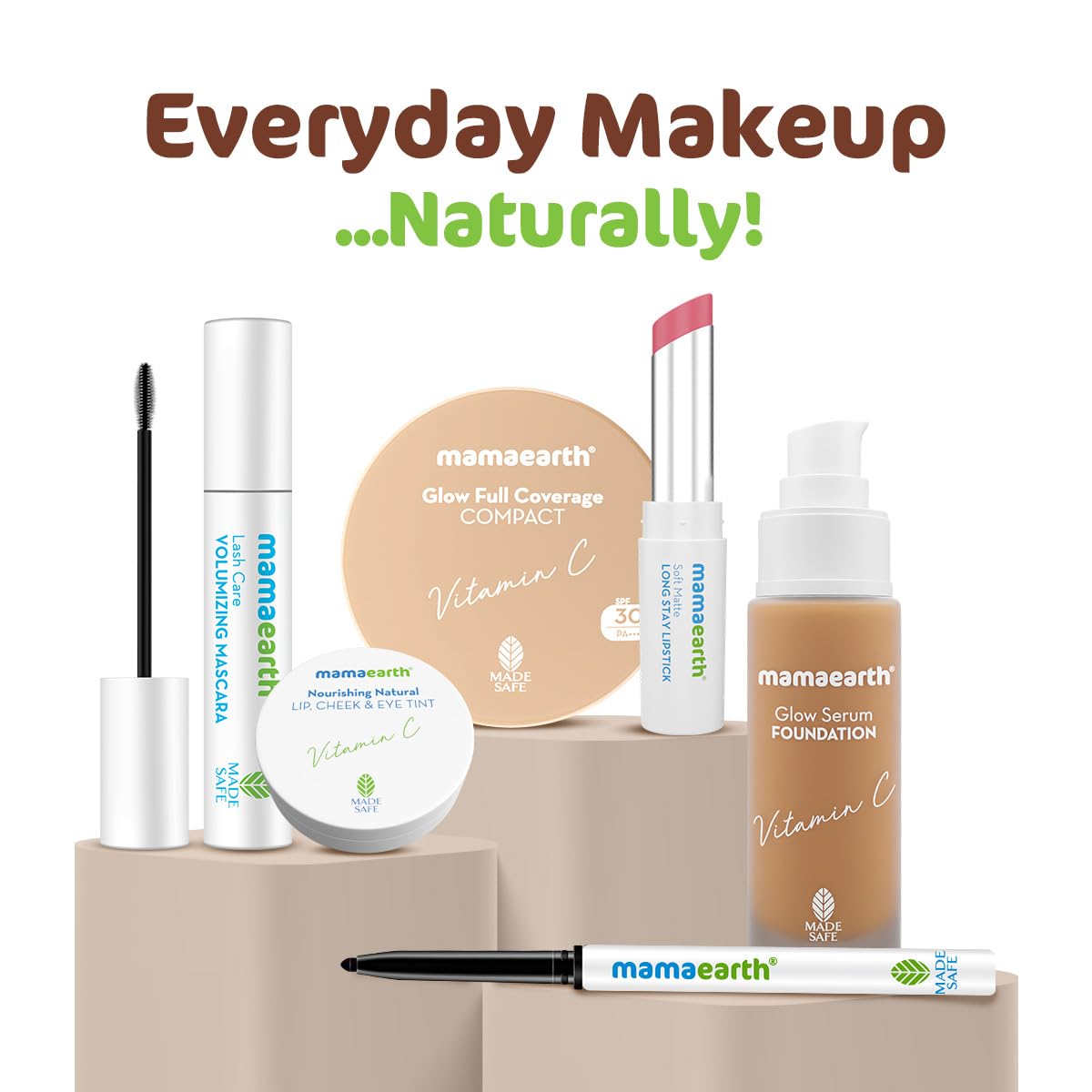 Mamaearth Glow Full Coverage Compact For All Skin Types Spf 30 For Up To 3X Instant Glow-9 G Even Toned Complexion Mattifying Up To 16-Hour Oil Control & Sweat-Resistant (Creme Glow),Cream