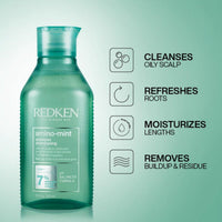 Redken Amino Mint Scalp Relief Shampoo With Amino Mint Complex, 300 ml | Professional pH Balancing Shampoo For Sensitive & Oily Scalp | For Men & Women