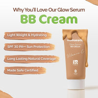 Mamaearth Glow Serum BB Cream with Vitamin C & Turmeric - 25 g | Long Lasting Natural Coverage | SPF 30 PA++ Sun Protection| Lightweight & Hydrating