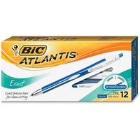 BIC Atlantis Exact Retractable Ball Pen, Fine Point (0.7 mm), Blue, 12-Count (packaging may vary) 12 Count (Pack of 1)