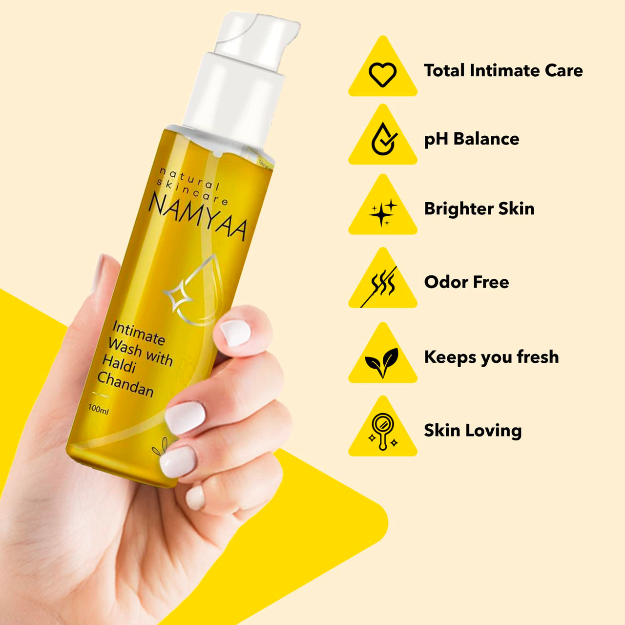 Namyaa Haldi Chandan Intimate Hygiene Wash & Hair Removing Cream & Natural Lip Serum/Balm/Lightener/Moisturizer For Lip Lightening/Brightening/Toning/Moisturizing, 30 g