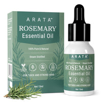 Arata Undiluted Rosemary Essential Oil For Hair Growth, Hair Fall Control & Nourishment | 100% Natural and Pure Blend | Strengthens Hair & Balances Scalp | 15ML