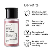 Brillare Rose Face Wash, Anti Ageing Skin, Sandalwood & Coconut Face Wash for Hydration, Reduce Wrinkles & Provides Supple Look, 100% Natural Powder Face Wash, 15g