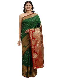 Pandadi Saree Women's  Banarasi Silk Saree With Unstitched Blouse Piece