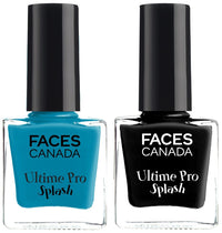 FACESCANADA Splash Glossy Finish Nail Enamel, Black Beauty 15, 8 Ml & Splash Glossy Nail Enamel, Nautical Girl 53, 8 Ml