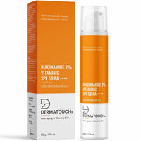 DERMATOUCH Niacinamide 2% Vitamin C Sunscreen for glowing skin | SPF 50+ PA ++++ | Quick Absorbing | Zero White Cast | 50g