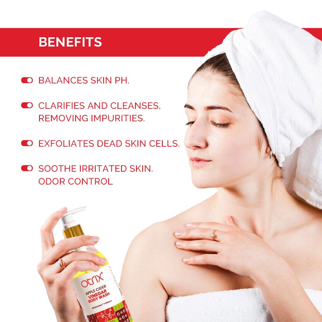 Otrix Apple Cider Vinegar Body Wash with Linoleic Acid, Purifying and Hydrating Cleanser, pH Balancing, For Men and Women, 290ml