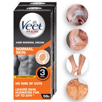 Veet Hair Removal Cream for Men, Normal Skin, 50g Each (Pack of 2), Black