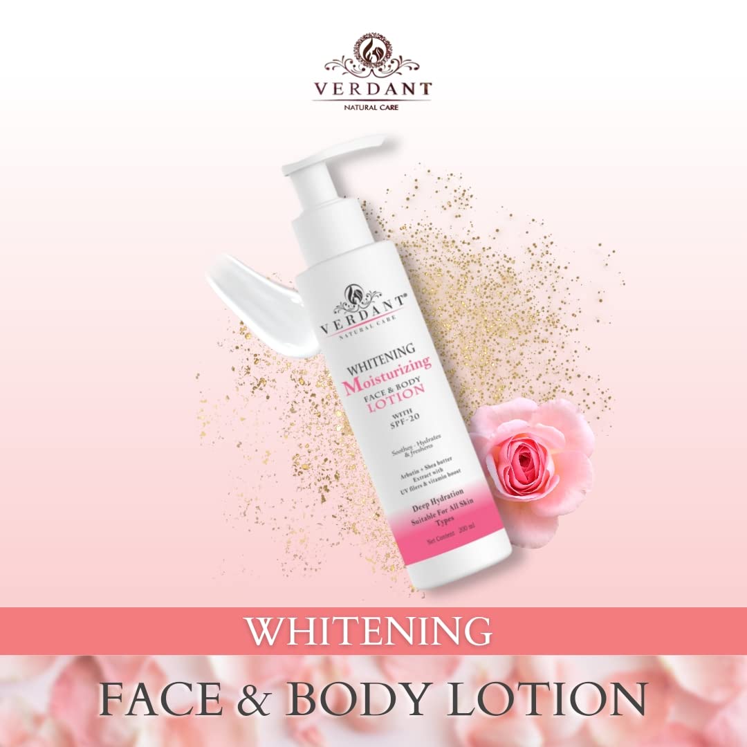 Verdant Natural Care Skin Brightening Body Lotion with SPF 20 | Daily Moisturizer & Deep Hydration - No Parabens, Sulphates - 200 ml