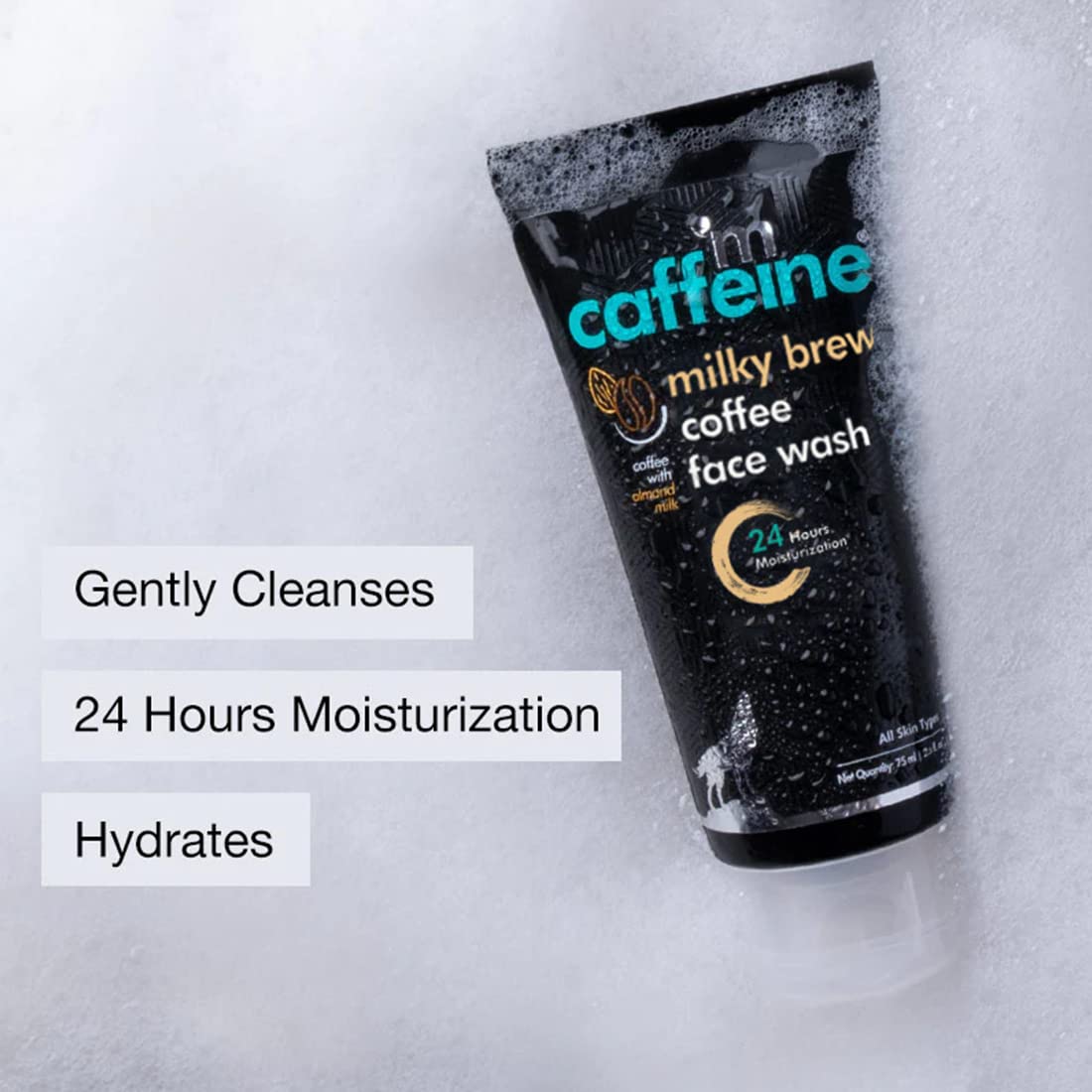 mCaffeine Milk & Coffee Face Wash for Dry Skin | Dry Skin Face Wash For Men & Women with Almond Milk & Shea Butter | Daily Use Face Cleanser | Natural & 100% Vegan (75 ml)
