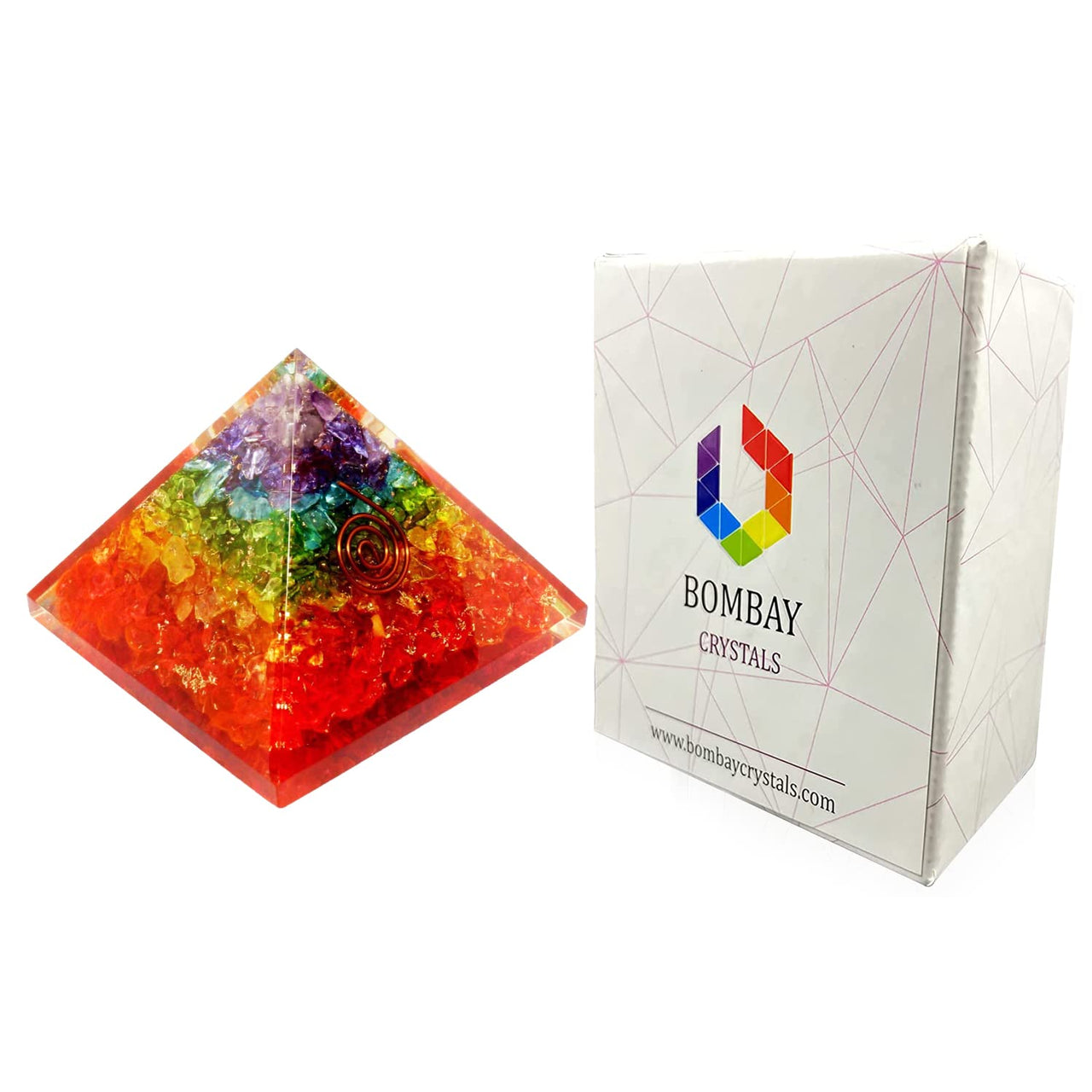 Orgone Pyramid | 7 Chakra Orgonite Pyramid for Meditation & Anti-Stress | Seven Chakra Pyramid Large, Healing Crystal Gemstone Pyramid | Orgone Pyramid Crystal - Handmade In India 7 chara pyramid