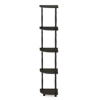 Furinno Turn-N-Tube 4-Tier Corner Display Rack Multipurpose Shelving Unit, Dark Brown Grain/Black 4-Tier Round Tube