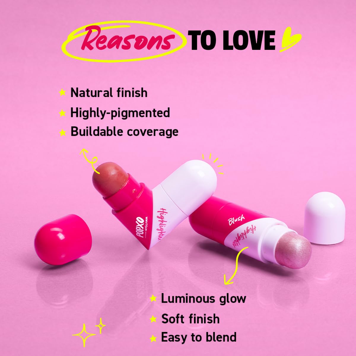 MyGlamm POPxo Blush & Highlighter Combo - It's Giving (Coral & Gold) | Face Makeup Kit for Women with Highlighter & Blush Stick | Twisting Heart Shape | Rich Blush | Natural Finish Highlighter |2.5g each