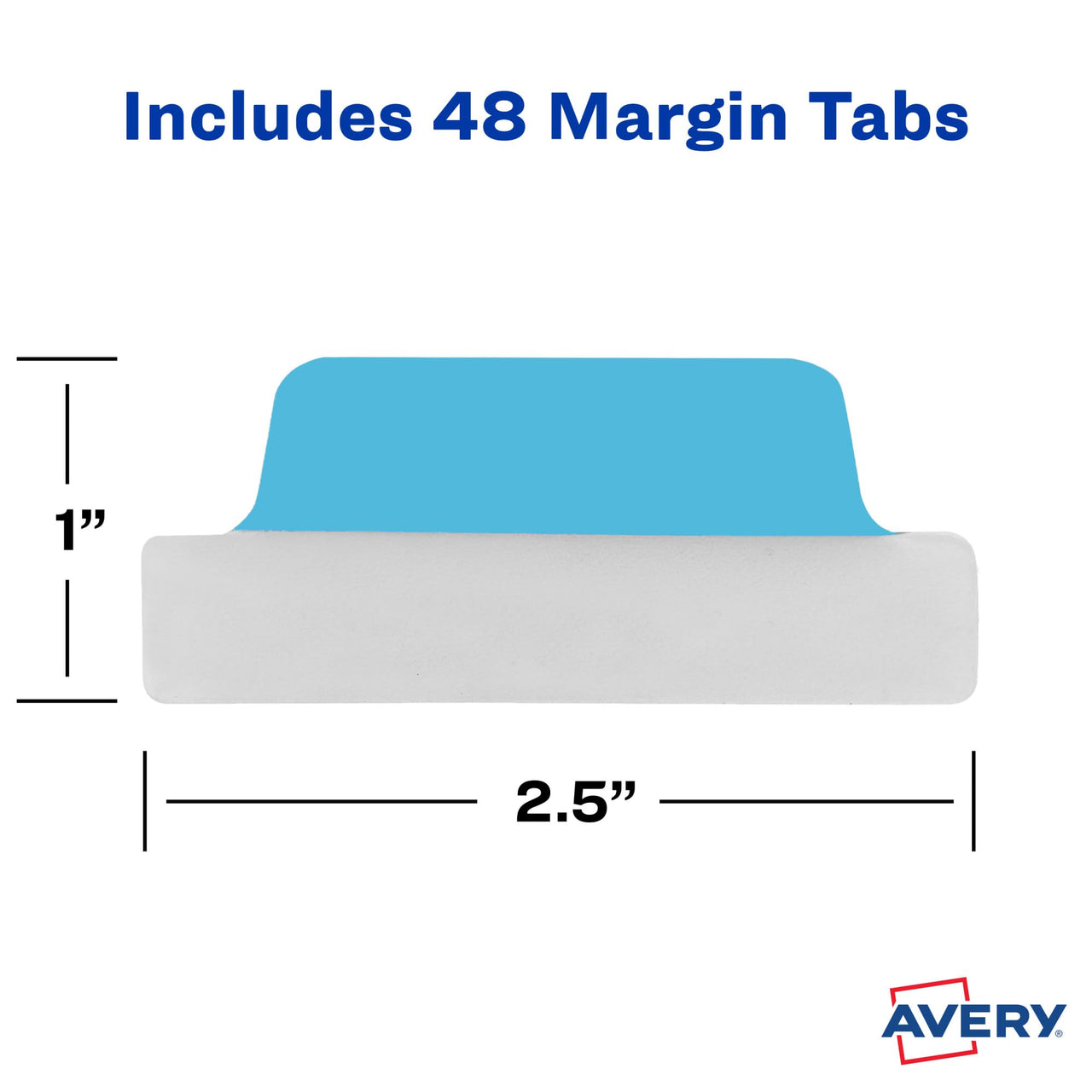 Avery Margin Ultra Tabs, 2.5" x 1", 2-Side Writable, Assorted Colors, 48 Repositionable Page Tabs (74866) 48 tabs