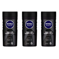 NIVEA Men Body Wash, Deep Impact Shower Gel for Body Face & Hair, 250 ml each (Pack of 3)