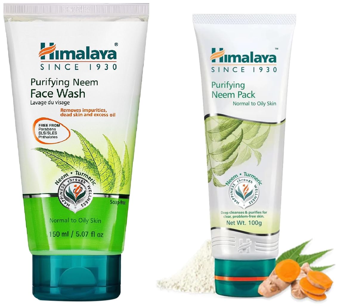 Himalaya Purifying Neem Pack, 100g & Himalaya Herbals Purifying Neem Face Wash, 150ml