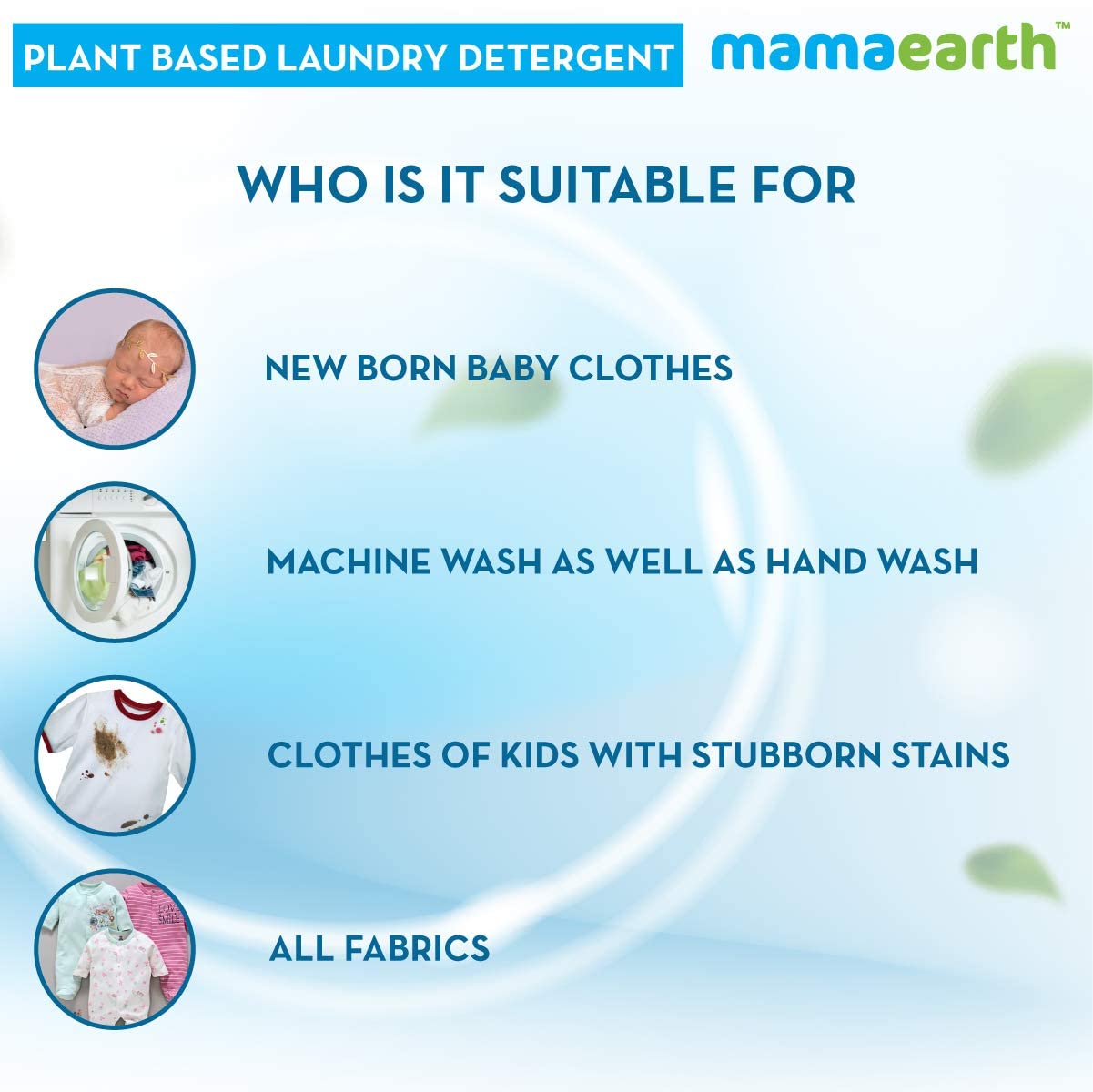 Mamaearth's Plant Based Baby Laundry Liquid Detergent, With Bio-Enzymes and Neem Extracts, 1000ml