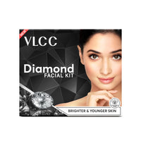 VLCC Diamond Facial Kit - 60g | Skin purifying with Parlour Glow | Improves Elasticity, Brightens and Lightens Patchy Damaged Skin | With Colloidal Diamond, Jojoba Oil, Olive Oil & Aloe Vera.